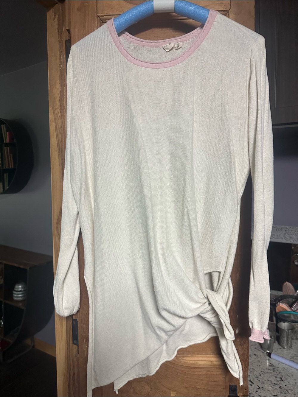 Cream & Pink tunic top medium lightweight sweater Cloth by Design